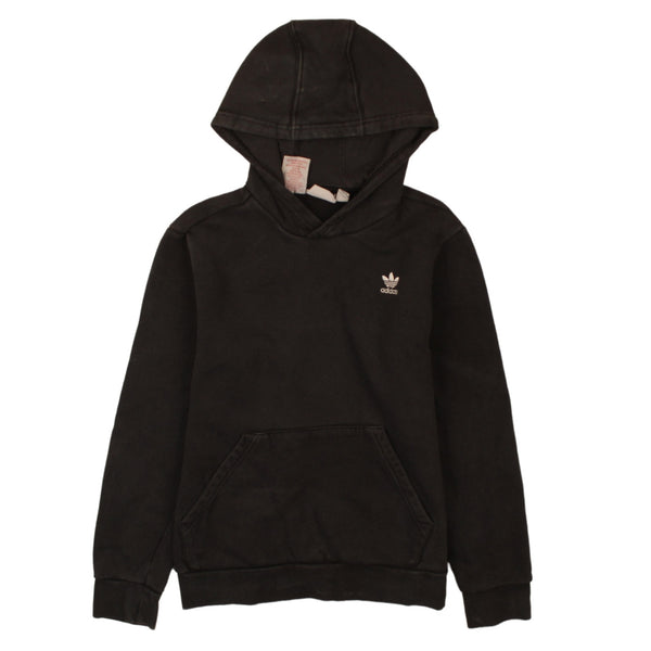 Adidas Vintage 90's Women's Large Black Pullover Hoodie Drawstring Pockets