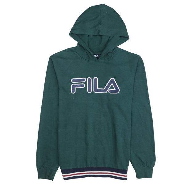 Fila 90's Spellout Pullover Hoodie Small Green