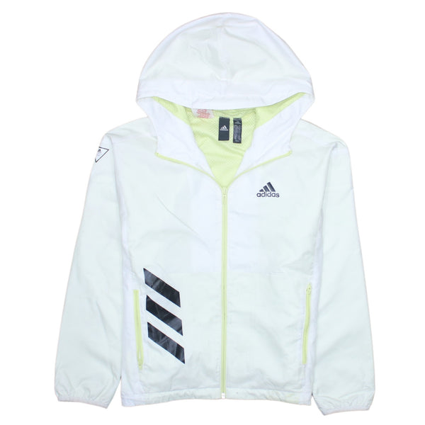 Adidas 90's Hooded Full Zip Up Windbreaker Medium White