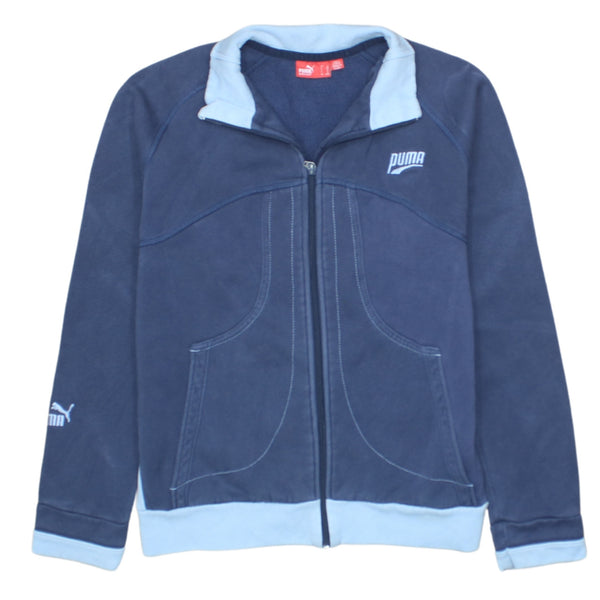 Puma 90's Vintage Lightweight Zip Sweatshirt Women Large Navy Blue