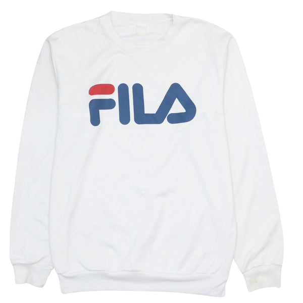 Fila 90's Vintage Spellout White Crew Neck Sweatshirt Medium