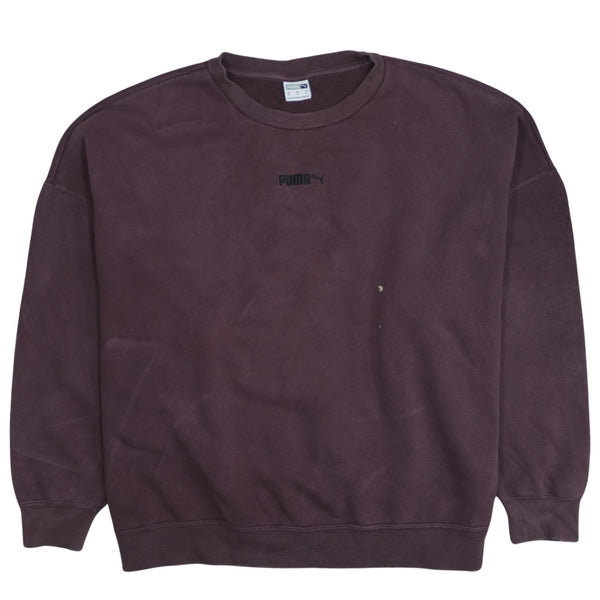 Puma 90's Vintage Burgundy Red Lightweight Crew Neck Sweatshirt XLarge