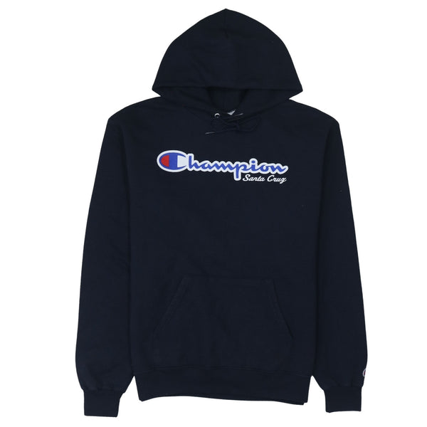 Champion 90's Spellout Pullover Hoodie Medium Navy Blue