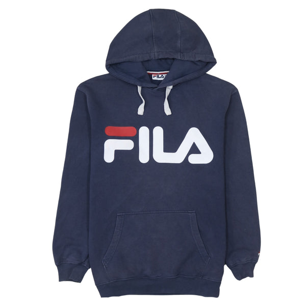 Fila 90's Spellout Pullover Hoodie Small Navy Blue