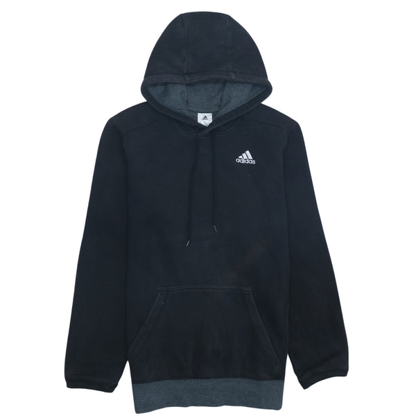 Adidas 90's Black Pullover Hoodie Small with Drawstring & Pockets