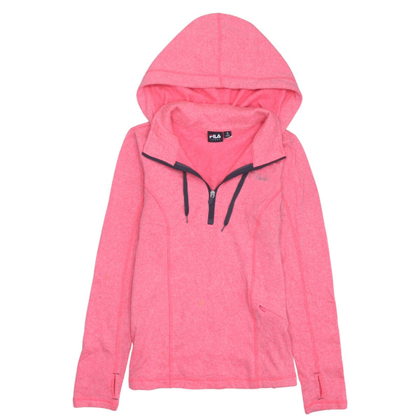 Fila 90's Pink Lightweight Quarter Zip Hoodie XSmall Cotton Top
