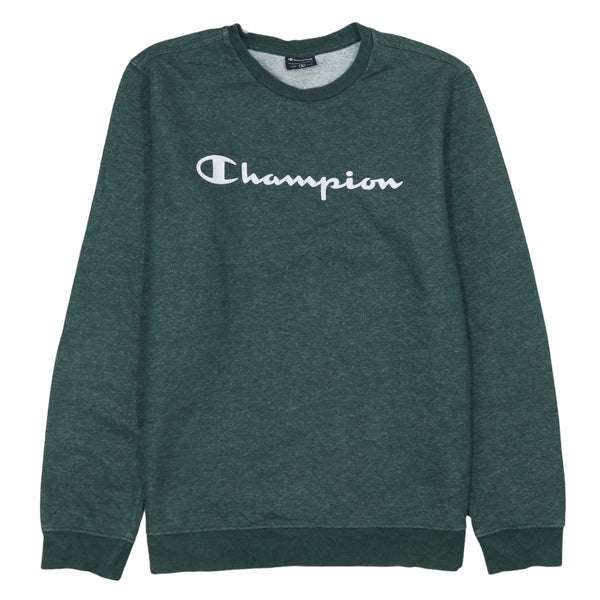 Vintage Champion 90's Green Spellout Crew Neck Sweatshirt Medium