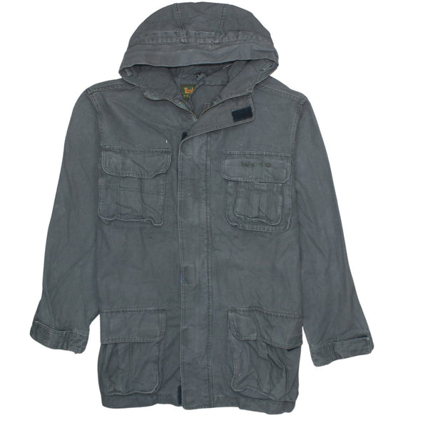 Timberland 90's Hooded Full Zip Windbreaker Jacket Medium Grey