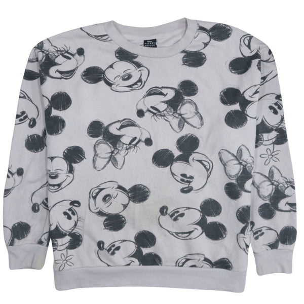 Disney 90's Mickey Mouse Crew Neck Sweatshirt Large Grey