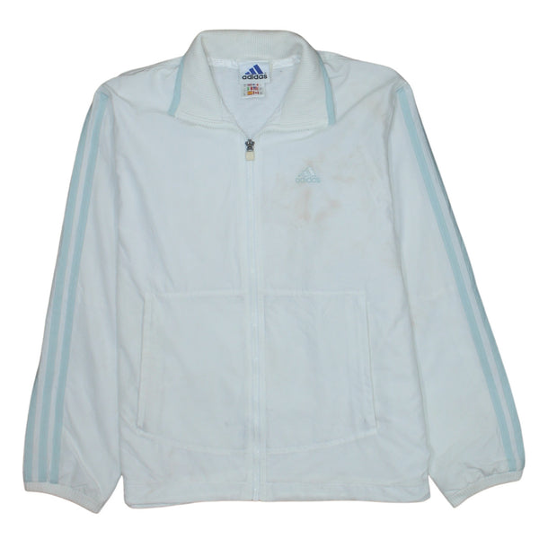 Adidas 90's Striped Sleeve Full Zip Up Windbreaker Medium Beige Cream