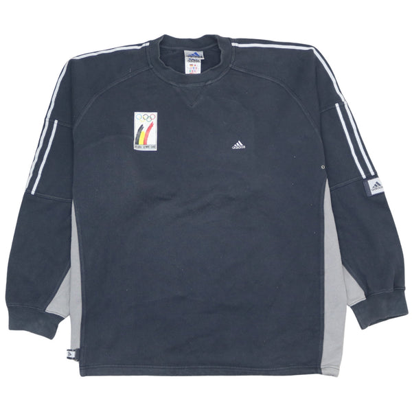 Adidas 90's Vintage Black Crew Neck Sweatshirt Medium