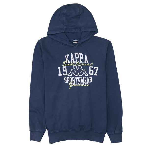 Kappa 90's Spellout Pullover Hoodie Medium Navy Blue