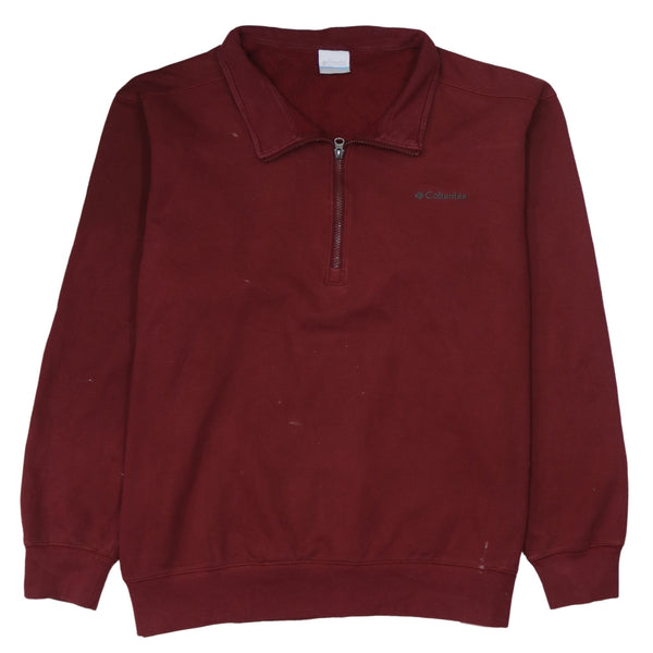 Columbia 90's Burgundy Red XXL Lightweight Quarter Zip Sweatshirt Men