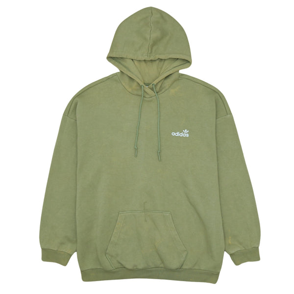 Adidas Women's 90s Khaki Green Pullover Hoodie, Large, Drawstring