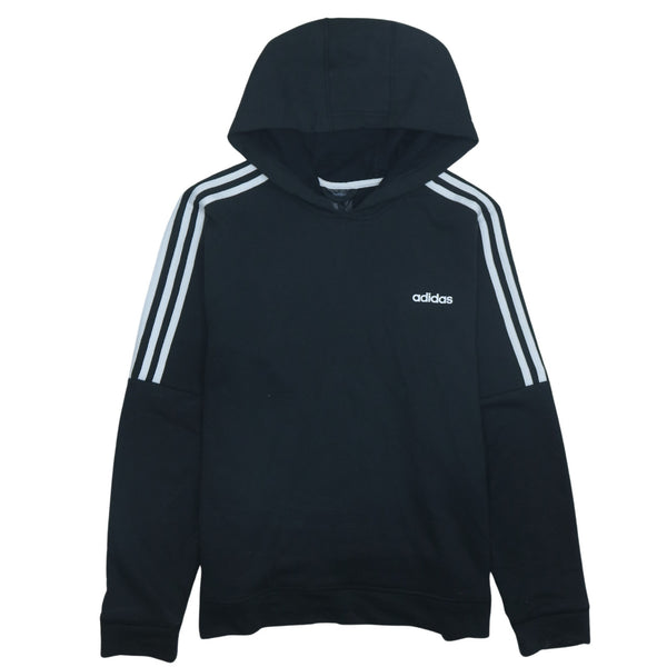 Adidas Vintage 90's Striped Sleeve Black Pullover Hoodie Large