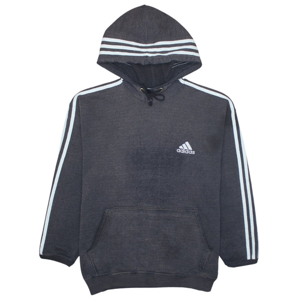 Adidas 90's Striped Sleeve Pullover Hoodie Small Brown