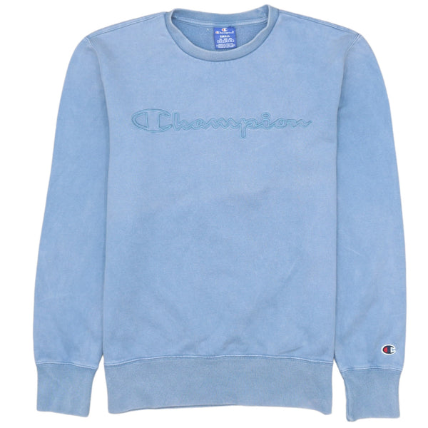 Vintage Champion 90's Blue Spellout Crew Neck Sweatshirt, Size S, Men's