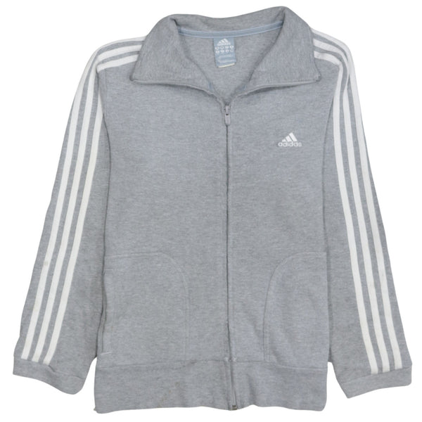 Adidas 90's Striped Sleeve Full Zip Up Sweatshirt Medium Grey