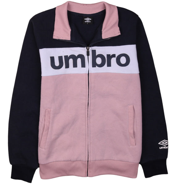 Umbro 90's Spellout Full Zip Up Women's Large Sweatshirt in Navy Blue
