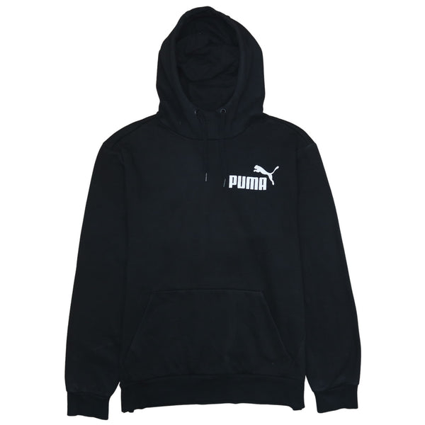 Puma Vintage 90's Black Pullover Hoodie with Drawstring and Pockets - Size Large