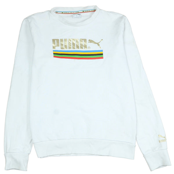 Puma 90's Vintage Spellout Crew Neck Sweatshirt White Men's Small