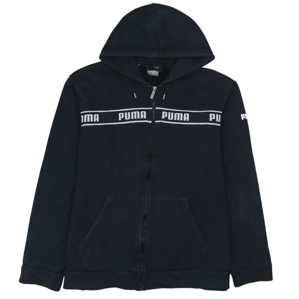 Puma 90's Vintage Black Full Zip Up Hoodie XLarge
