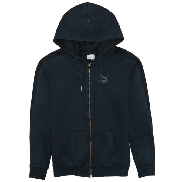 Puma 90's Black Vintage XXSmall Hoodie Full Zip Drawstring Pockets