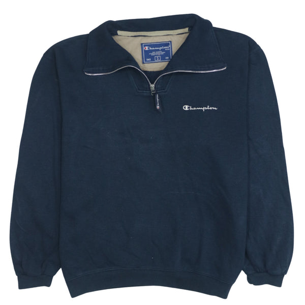 Champion 90's Navy Blue Lightweight Quarter Zip Sweatshirt Large