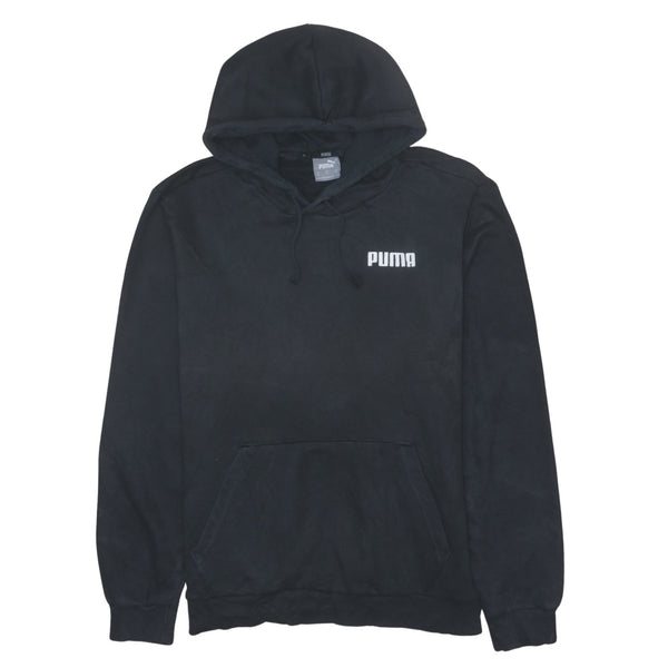 Vintage 90's Puma Black Drawstring Pullover Hoodie Medium