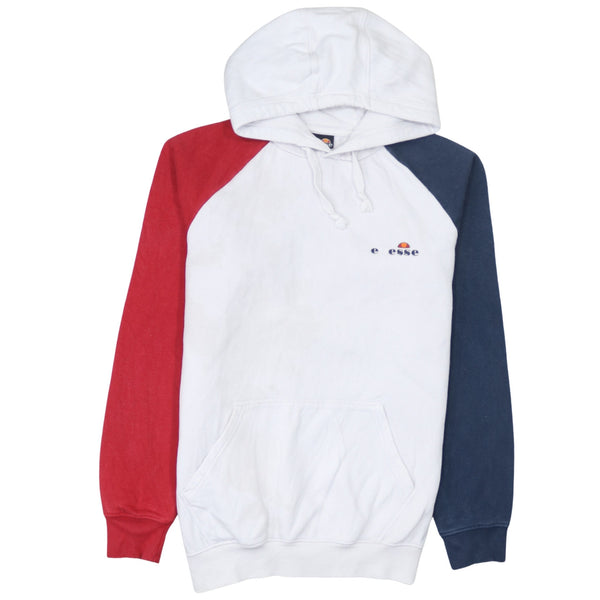Ellesse 90's Drawstring Pockets Pullover Hoodie Medium White