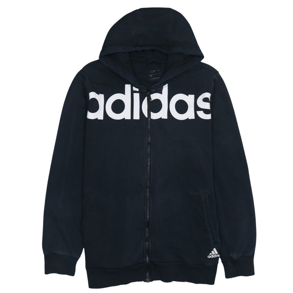 Adidas 90's Spellout Full Zip Up Hoodie Large  Black