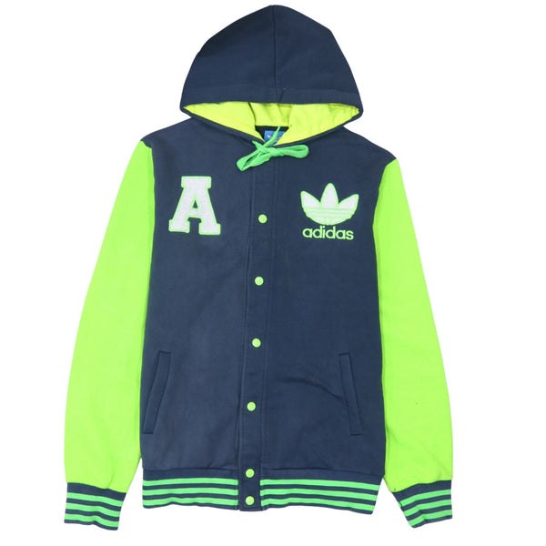 Adidas 90's Lightweight Button Up Hoodie Large Navy Blue