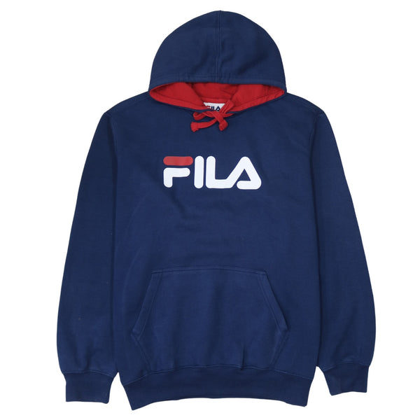 Fila 90's Spellout Pullover Hoodie XLarge Blue