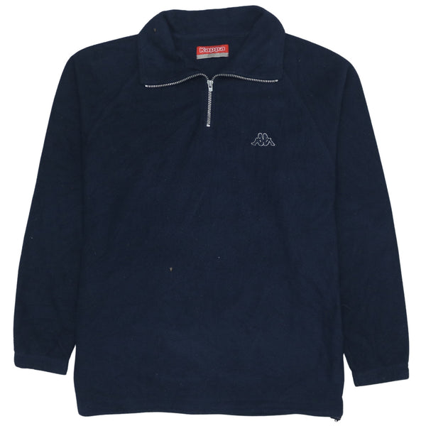 Vintage Kappa 90's Navy Blue Fleece Large Warm Hiking Quarter Zip Jumper