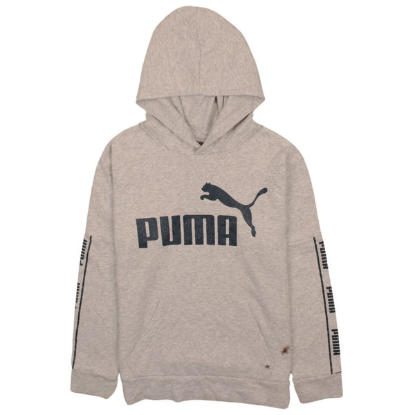 Puma 90's Vintage Spellout Grey Hoodie Womens Large Pullover