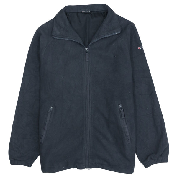 Champion Vintage Black Full Zip Hiking Fleece Jumper Women XL Warm