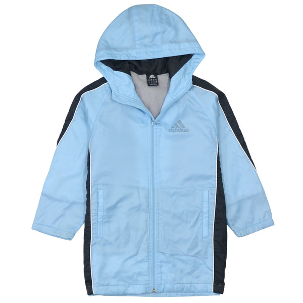 Adidas 90's Women's XLarge Blue Hooded Full Zip Windbreaker