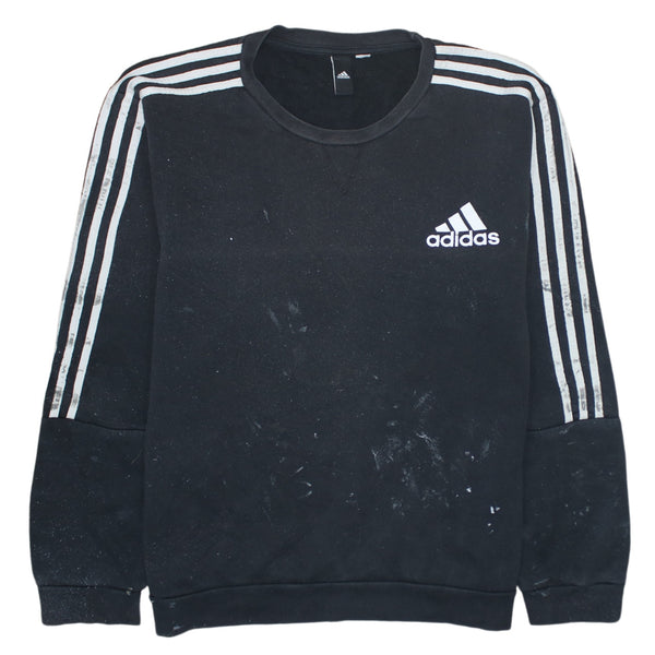 Adidas 90's Striped Sleeve Crew Neck Sweatshirt XLarge  Black