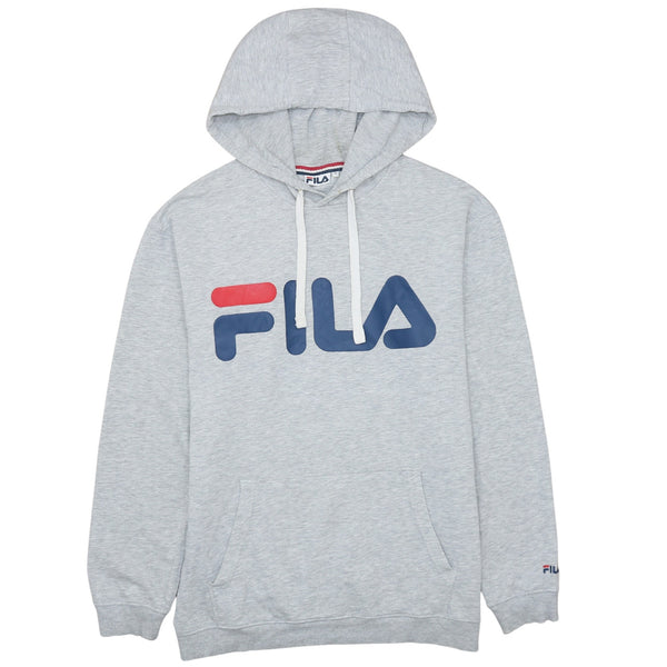 Fila 90's Vintage Spellout Pullover Hoodie Medium Grey