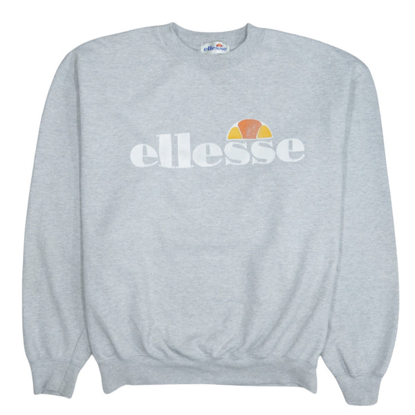 Ellesse 90's Vintage Grey Spellout Crew Neck Sweatshirt Men's Large