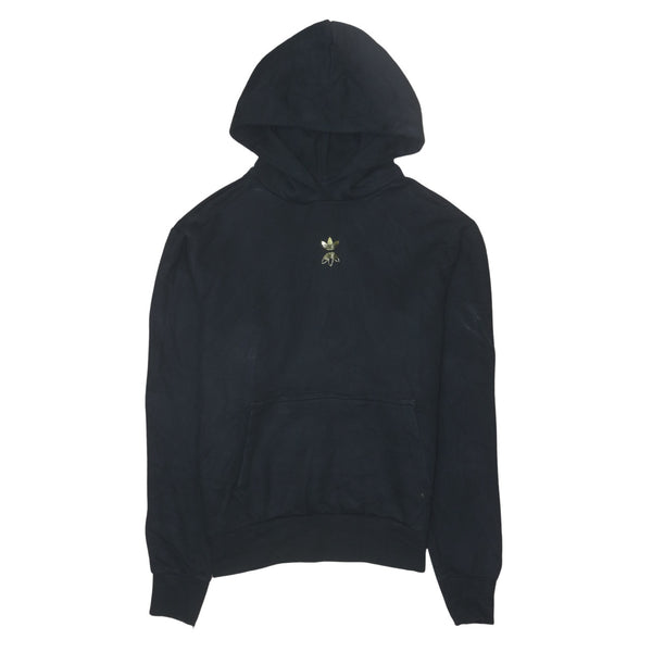 Adidas Vintage 90's Black Pullover Hoodie with Drawstring Pockets Small