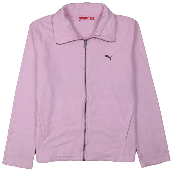 Puma 90s Vintage Women's Pink Zip Up Fleece Jumper Medium Size