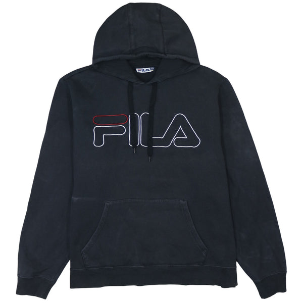 Retro Fila 90's Spellout Pullover Hoodie XXL Black Cotton