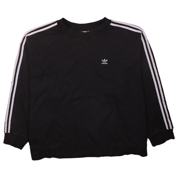 Adidas 90's Striped Sleeves Crew Neck Sweatshirt XXLarge (2XL) Black