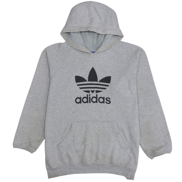 Adidas 90's Spellout Pullover Hoodie Large Grey