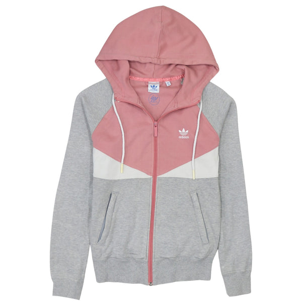 Adidas 90's Vintage Grey Zip-Up Hoodie XSmall – Cotton Sportswear