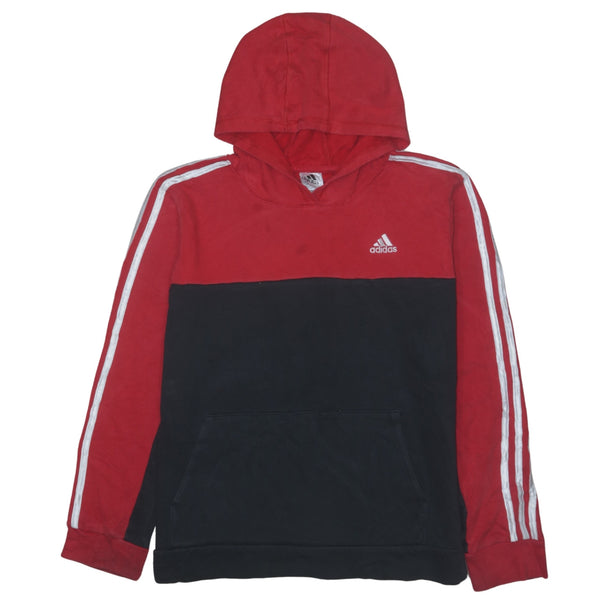 Adidas Vintage 90's Black Hoodie, Striped Sleeve, Women's XLarge