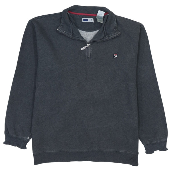 Fila Vintage 90's Grey Quarter Zip Lightweight Sweatshirt XLarge