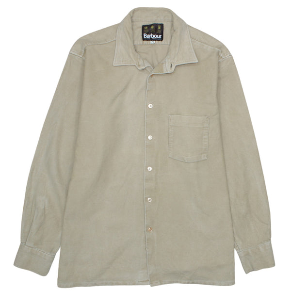 Vintage Barbour Men's XL Long Sleeve Button Up Shirt Beige Cream