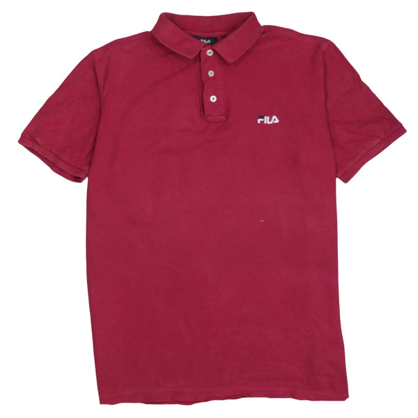 Fila 90's Short Sleeves Quarter Button Polo Shirt Large Red